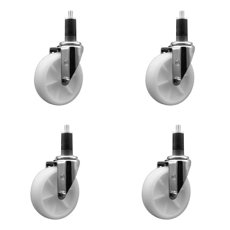 Service Caster 5'' Nylon Wheel Swivel 1-1/4'' Expanding Stem Caster Set, 4PK SCC-EX20S514-NYS-114-4